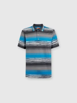 Cotton jersey polo shirt with gradient stripes