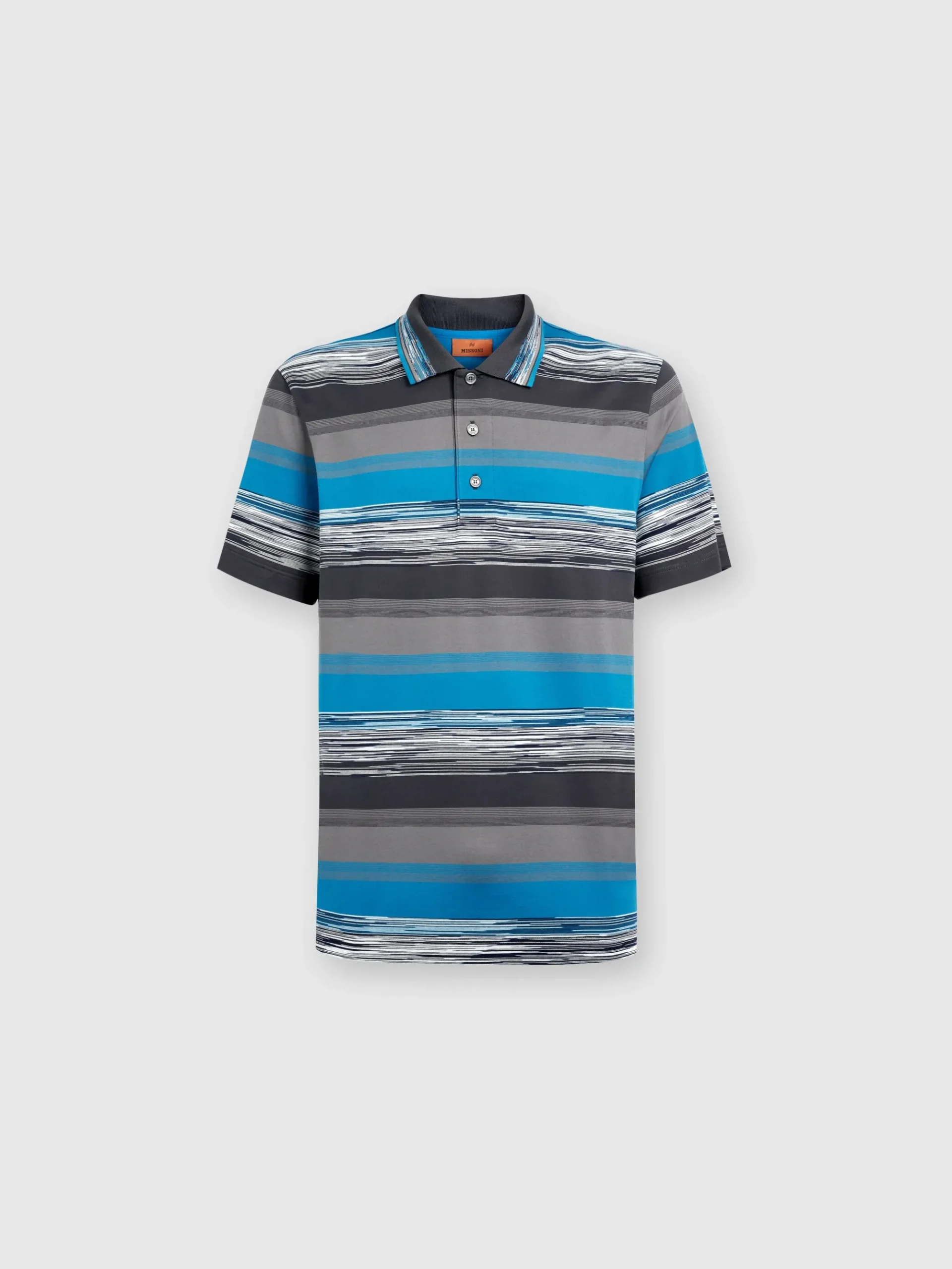 Cotton jersey polo shirt with gradient stripes