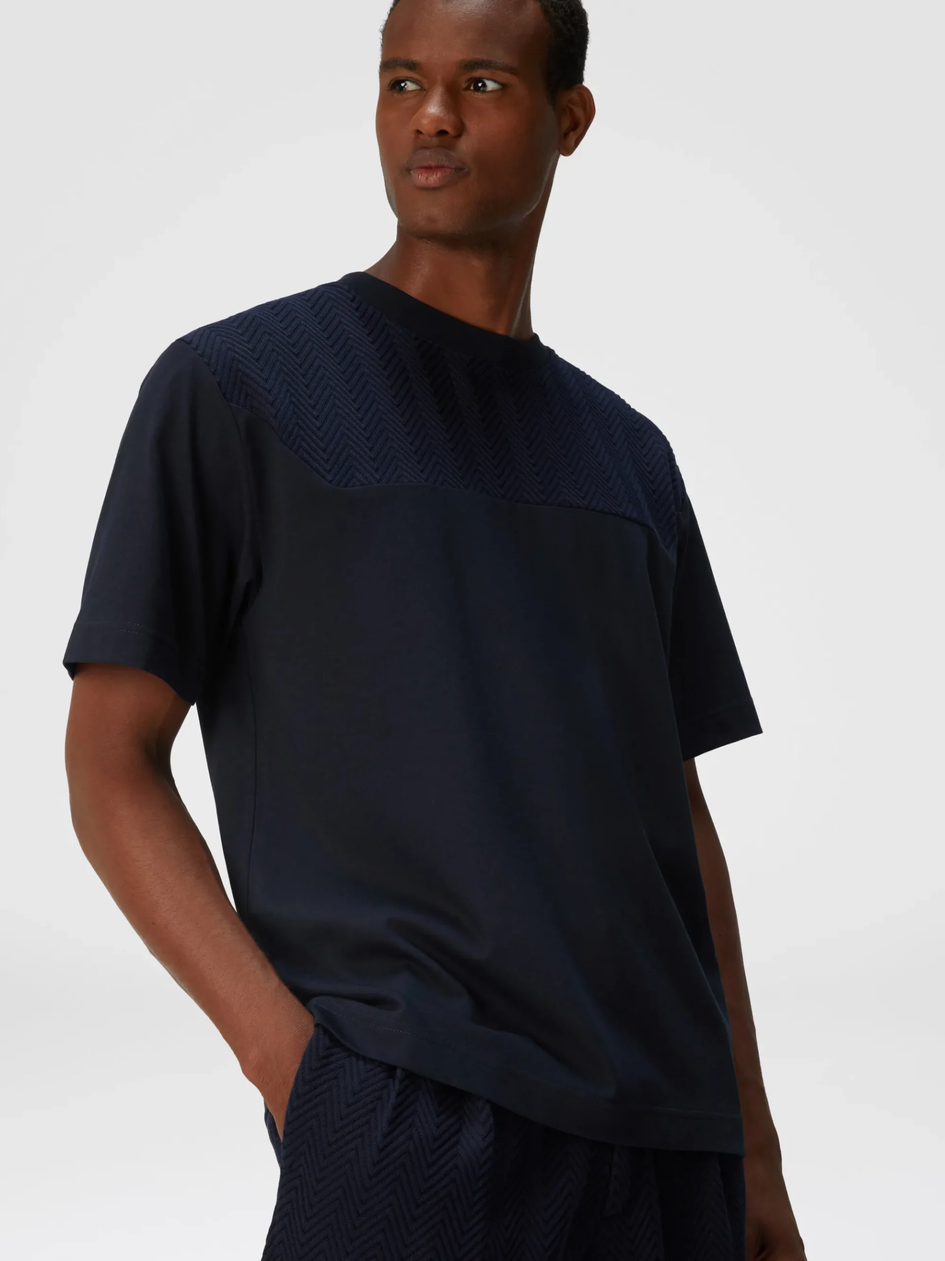 Cotton jersey T-shirt with zigzag insert