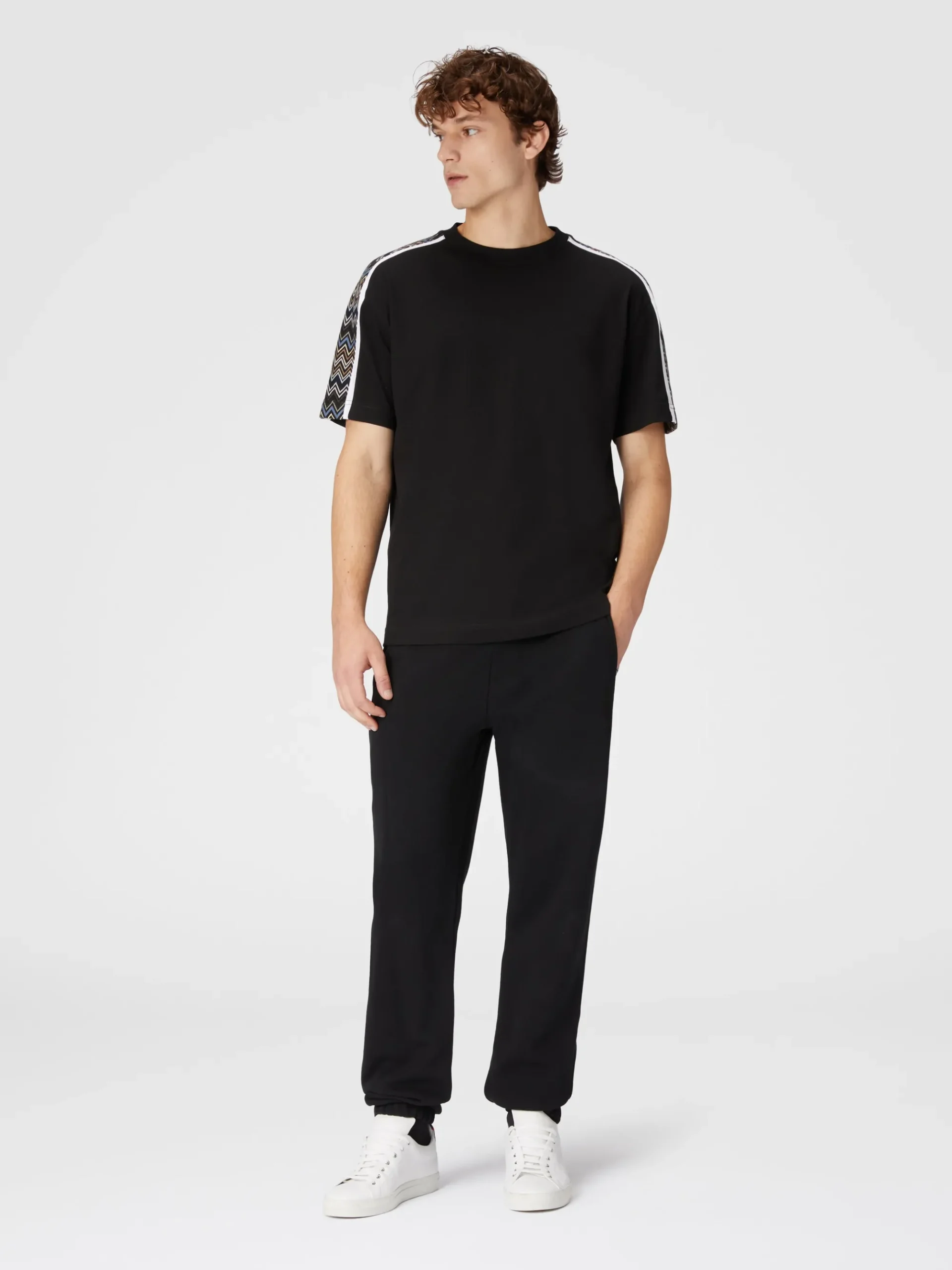 Cotton jersey T-shirt with zigzag inserts
