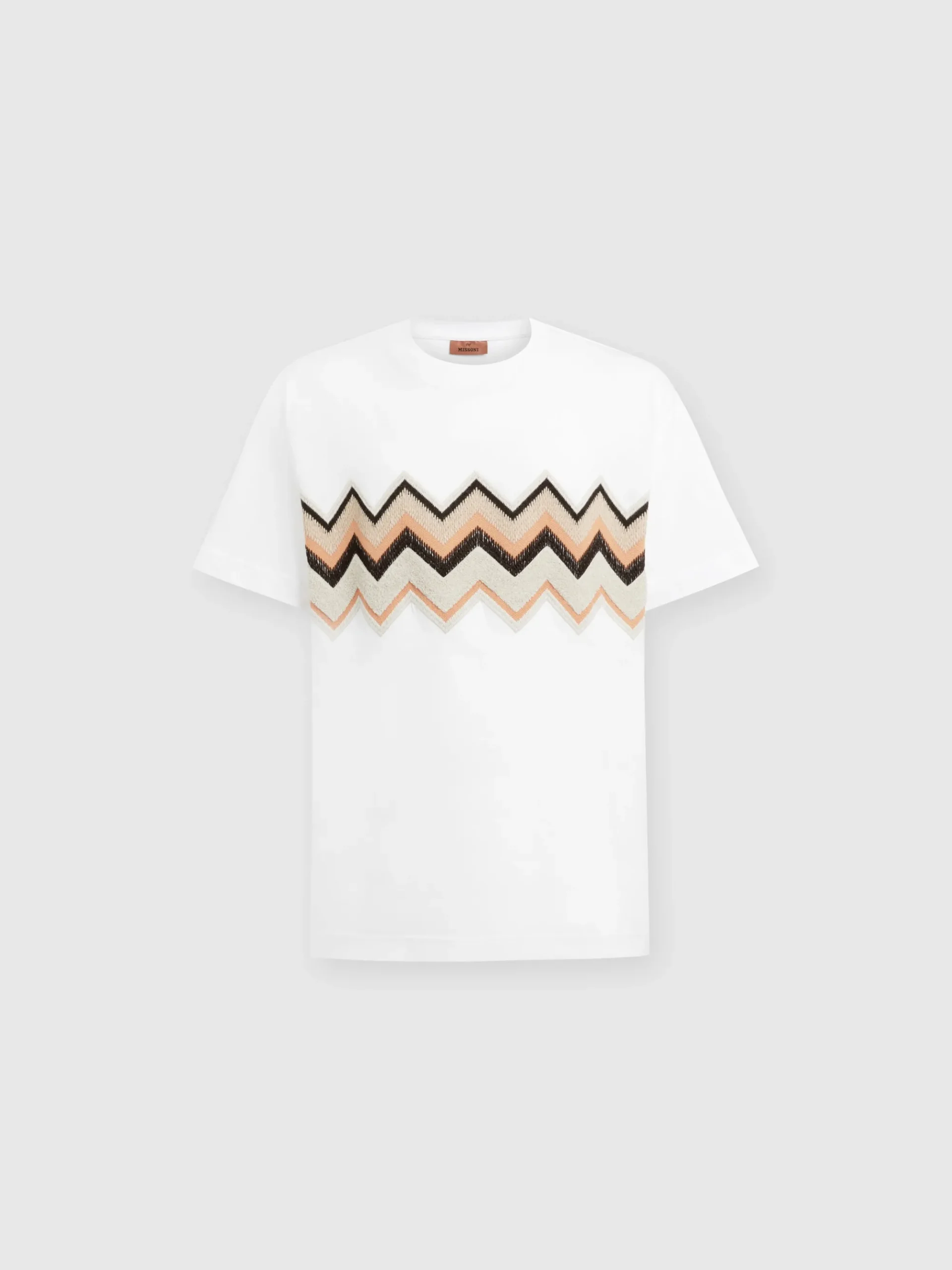 Cotton jersey T-shirt with zig zag embroidery