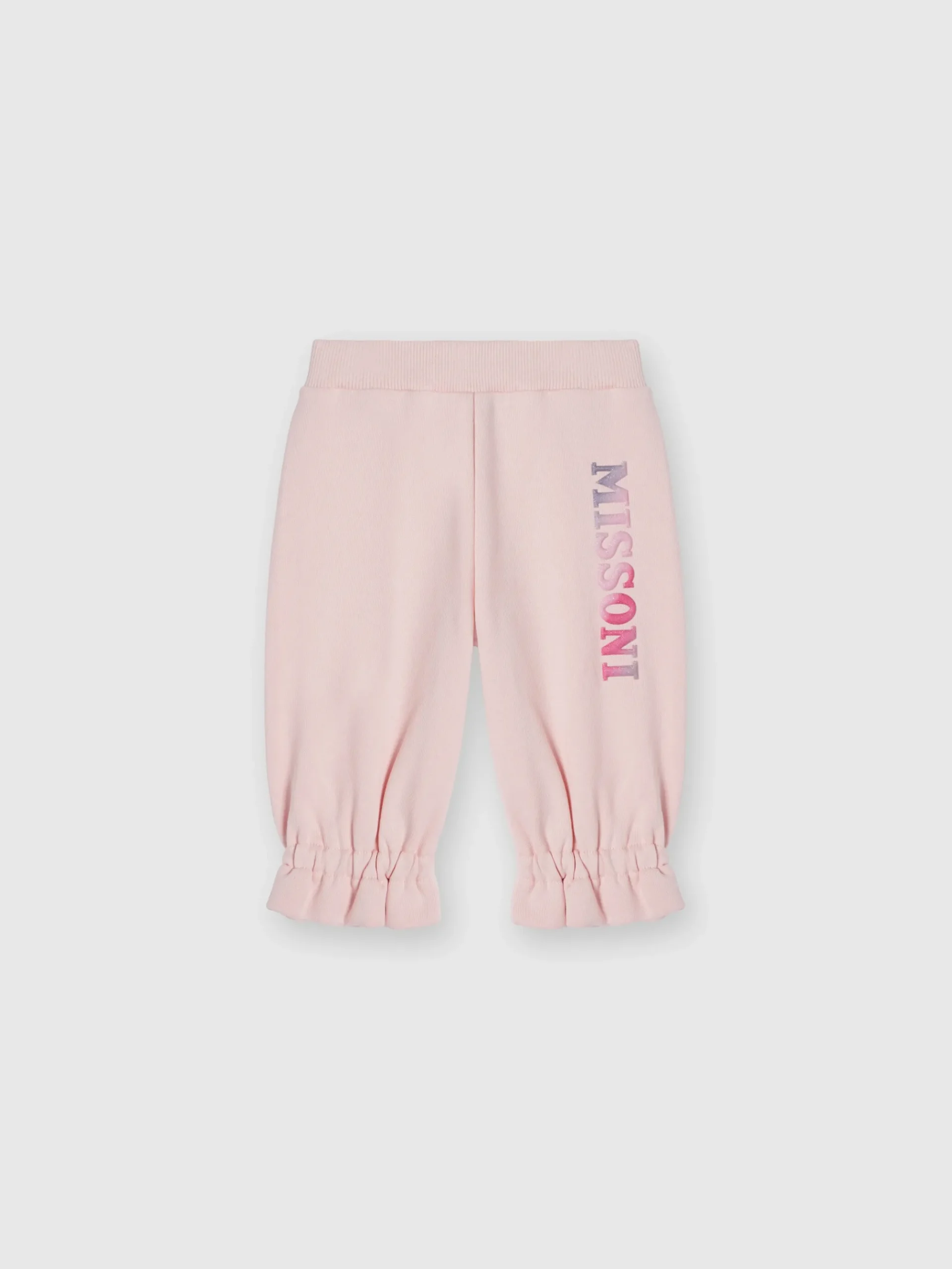 Cotton joggers with ruffles on the bottom and logo