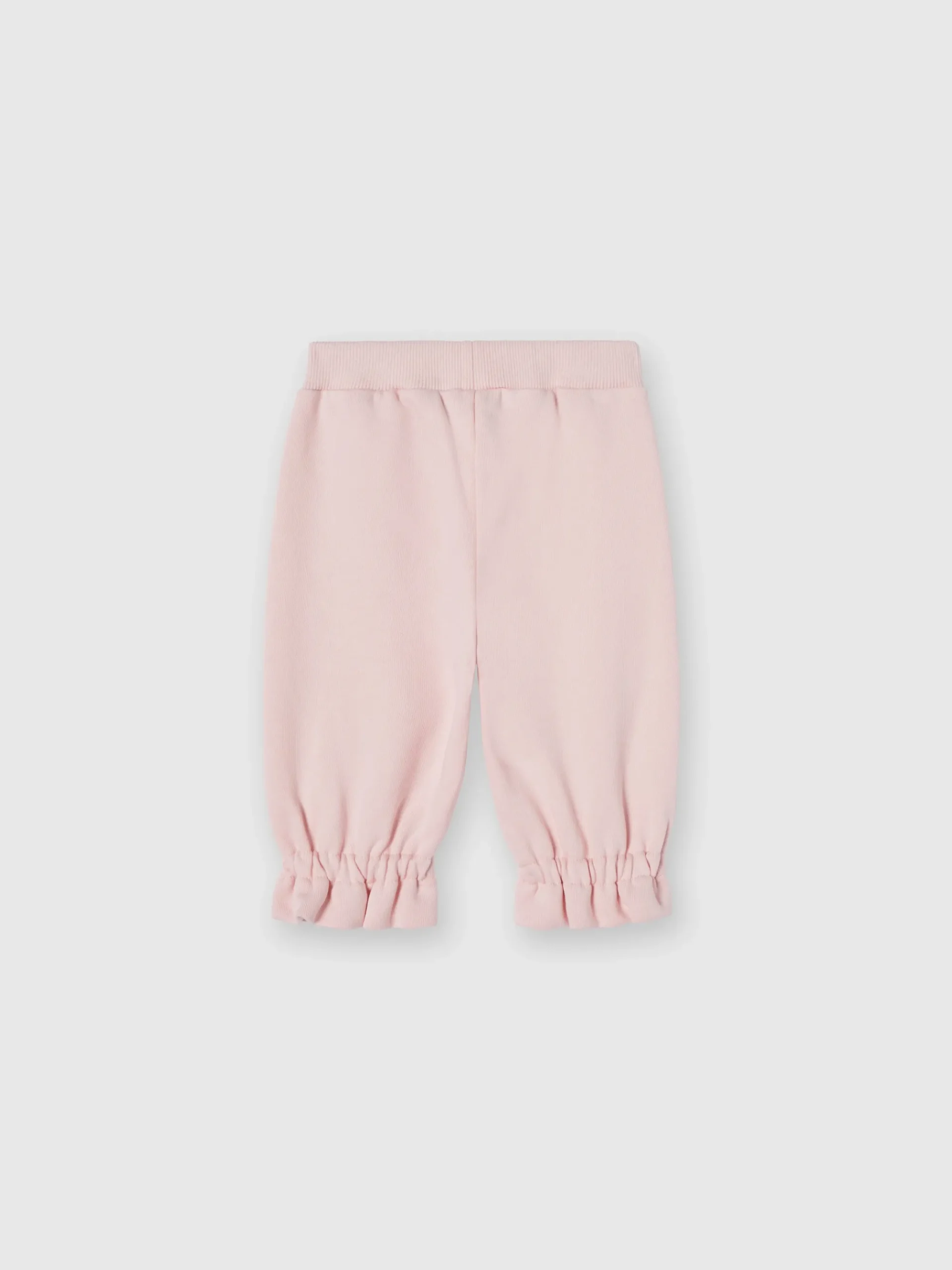 Cotton joggers with ruffles on the bottom and logo