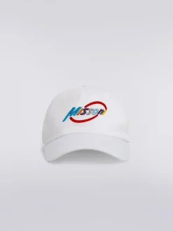 Cotton visor hat with multicoloured logo lettering