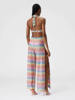 Cotton-blend patchwork jumpsuit with cut-out details