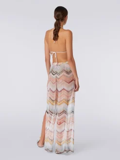 Cover up trousers in zigzag viscose blend with lurex