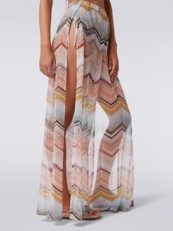 Cover up trousers in zigzag viscose blend with lurex