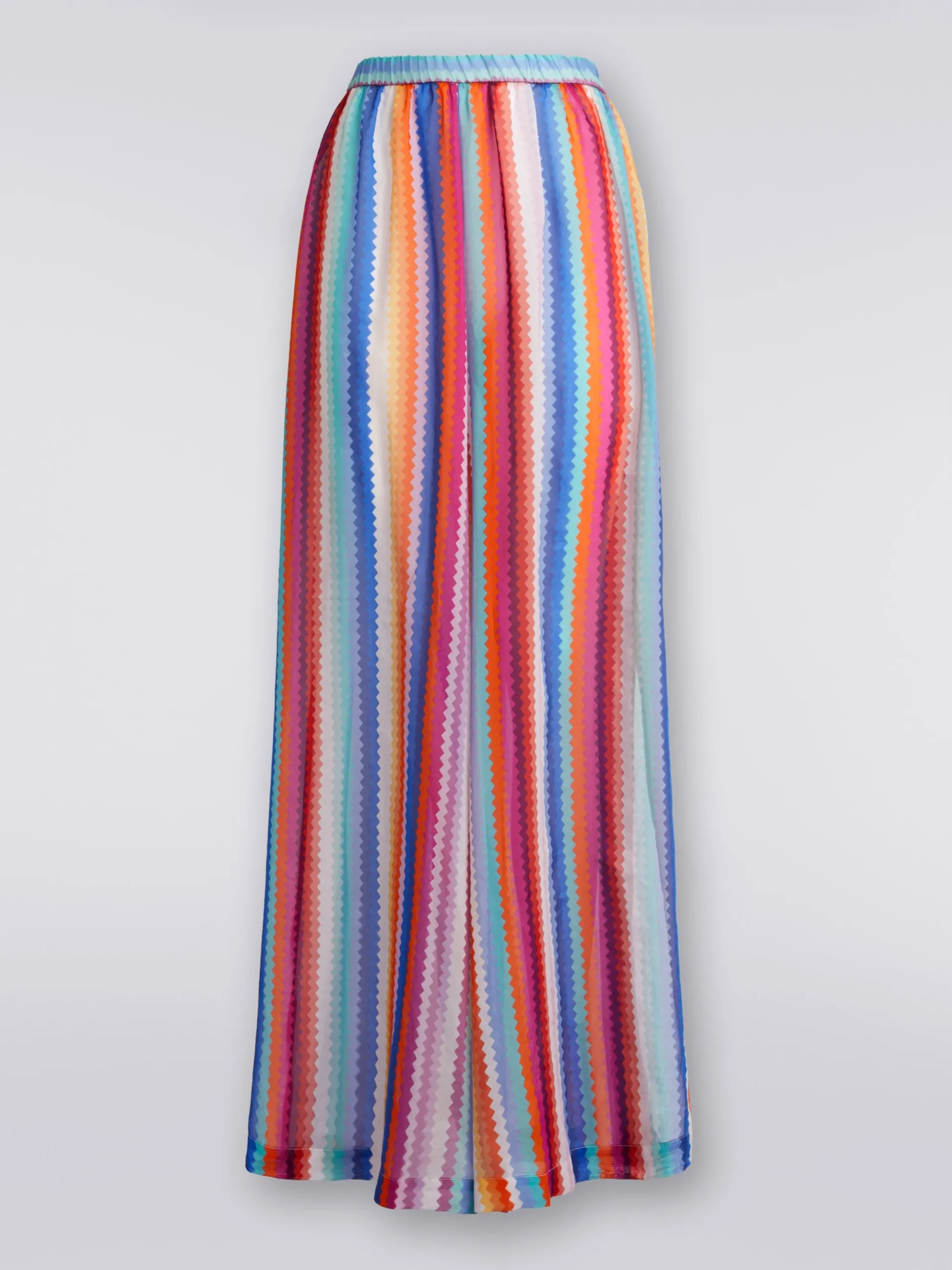 Cover up trousers in zigzag cotton and silk