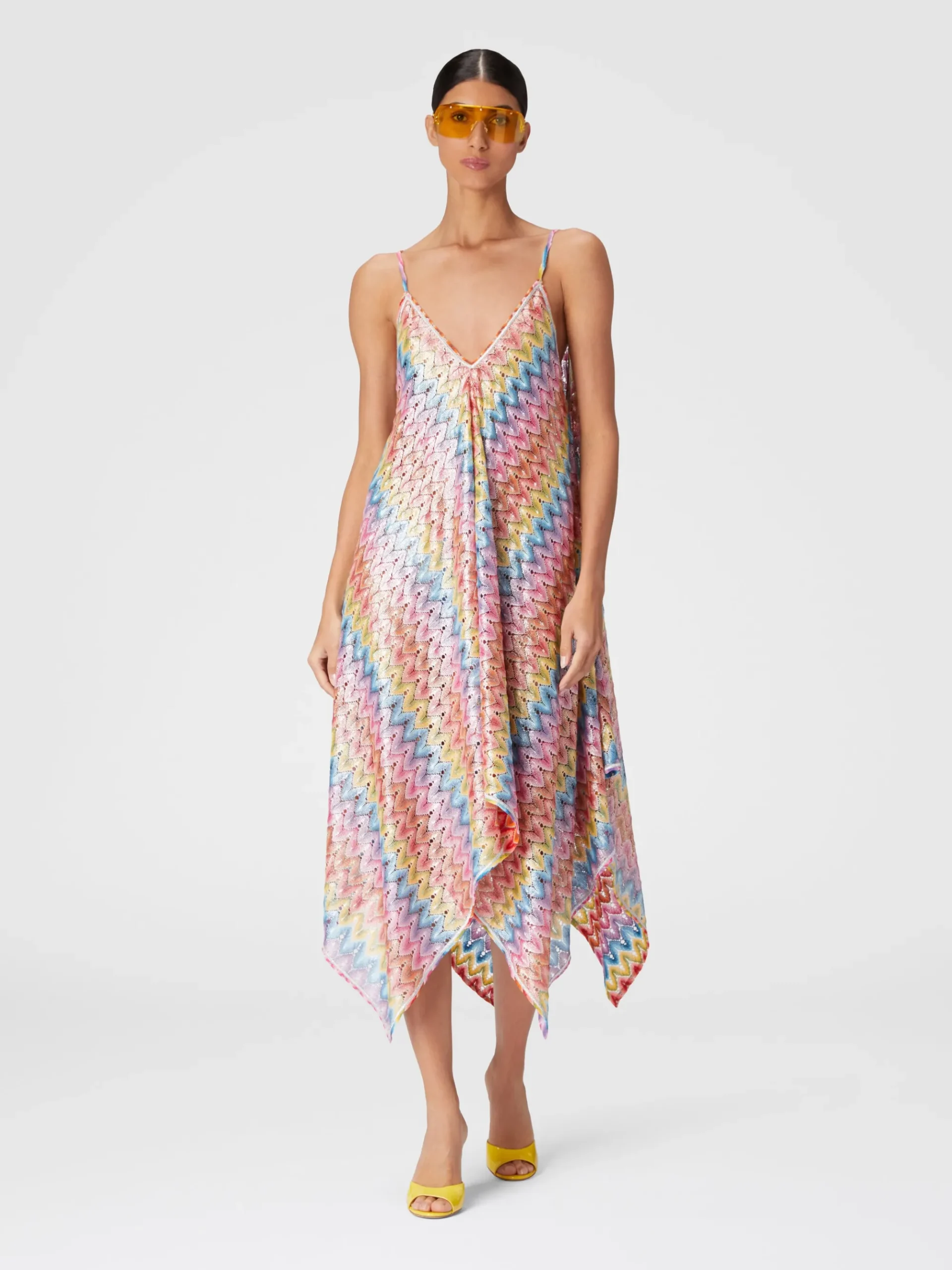 Cover-up dress with coated lace scarf