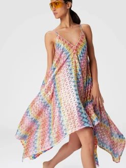 Cover-up dress with coated lace scarf