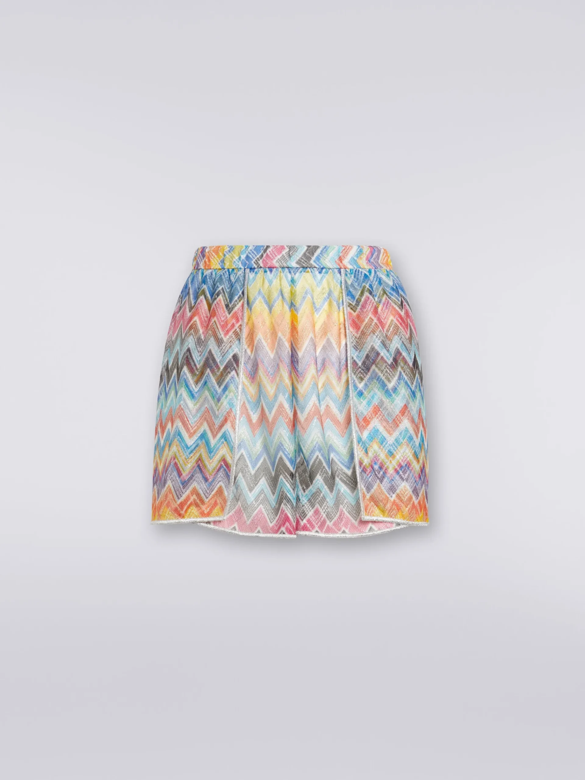 Cover-up shorts with zigzag print and lurex