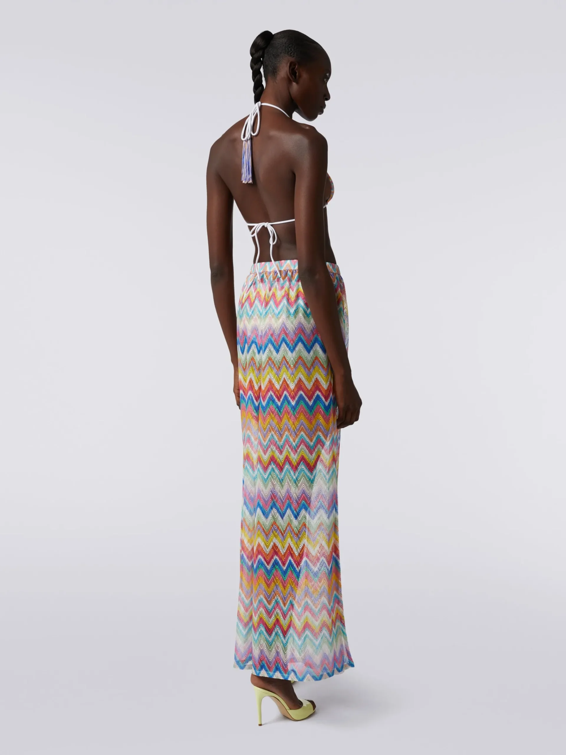 Cover-up trousers with zigzag print
