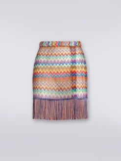 Cover-up wrap-around miniskirt with fringes