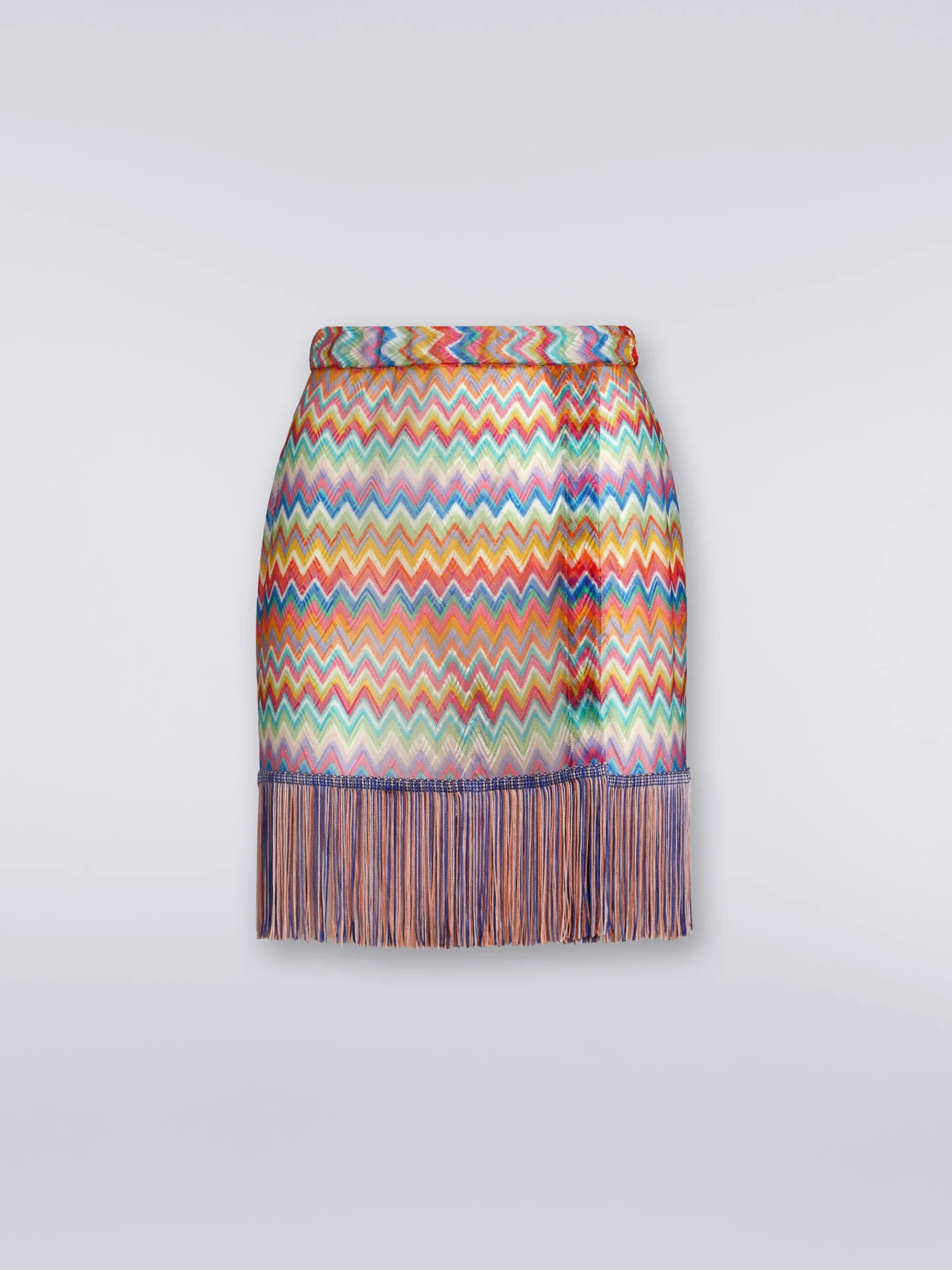 Cover-up wrap-around miniskirt with fringes
