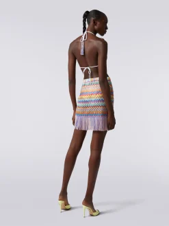 Cover-up wrap-around miniskirt with fringes