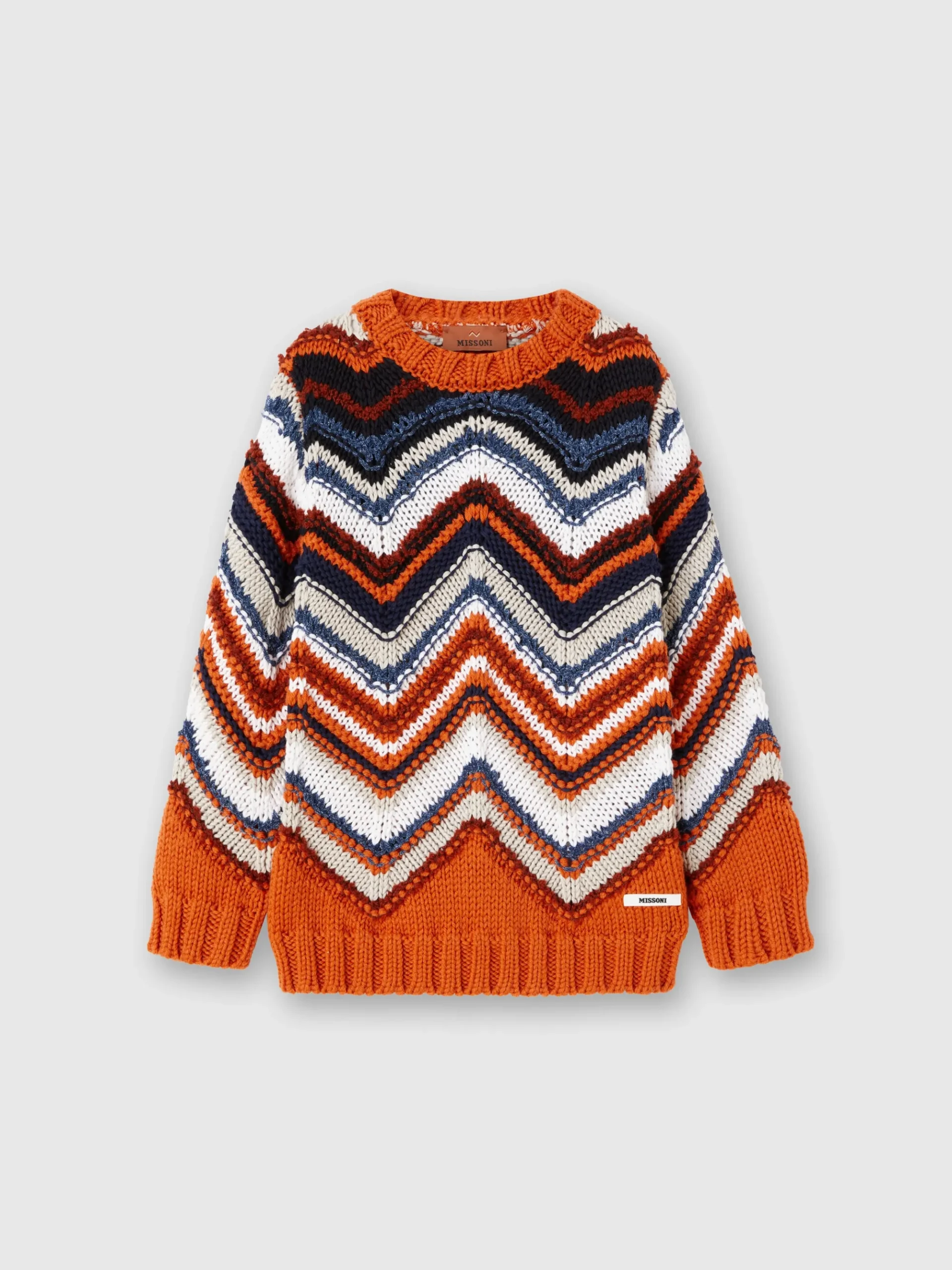 Crewneck pullover in cotton and wool blend
