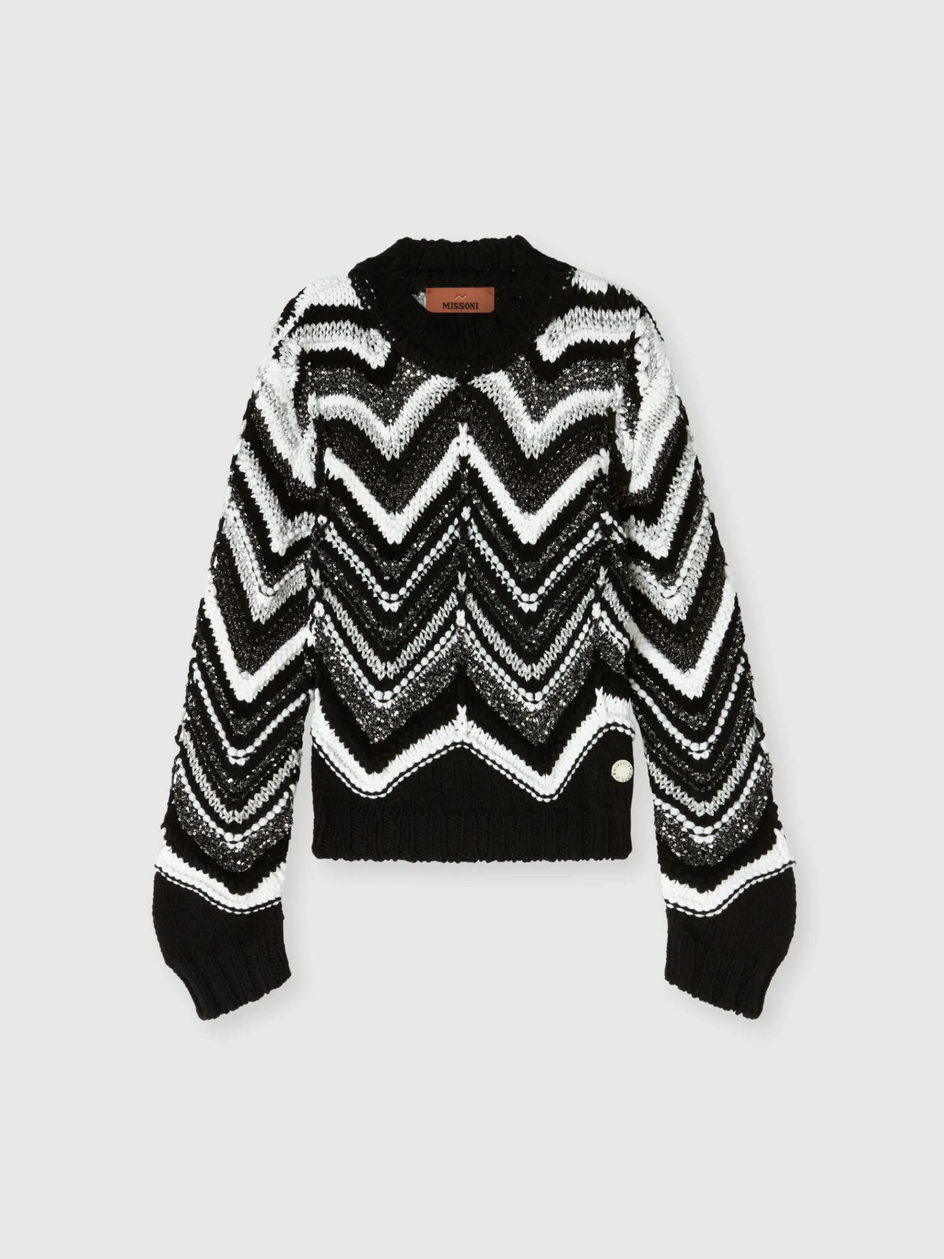 Crew-neck pullover in lamé wool blend