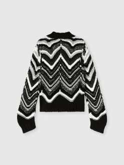 Crew-neck pullover in lamé wool blend