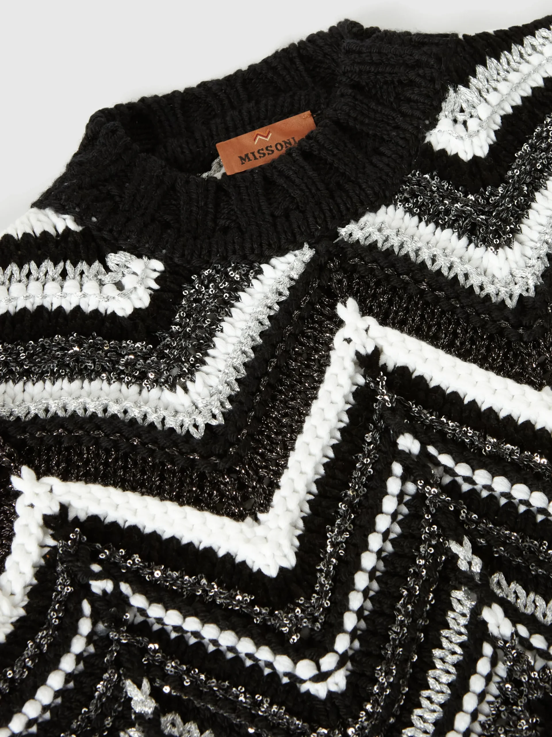 Crew-neck pullover in lamé wool blend