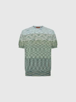 Crewneck T-shirt in dégradé slub cotton