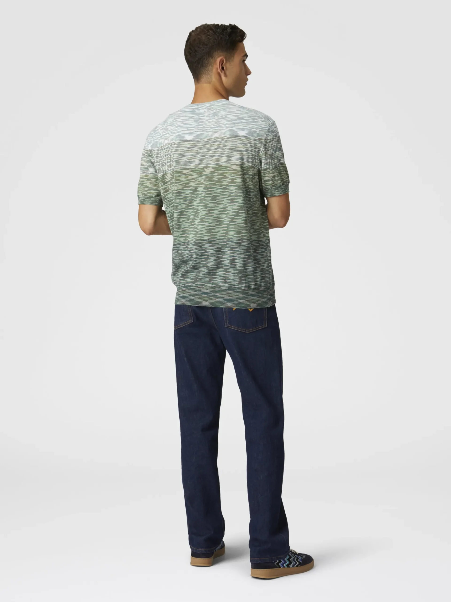 Crewneck T-shirt in dégradé slub cotton