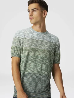 Crewneck T-shirt in dégradé slub cotton