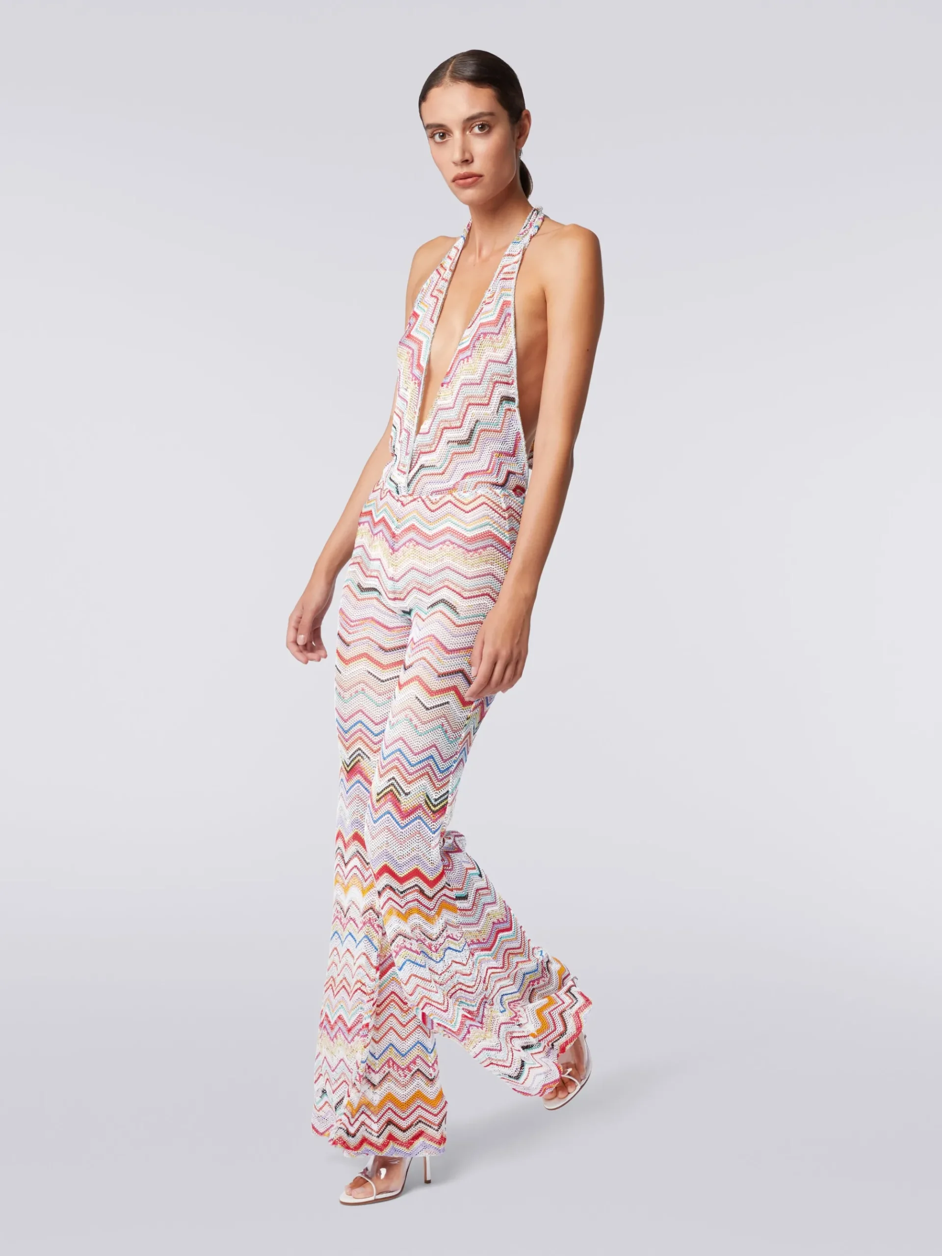 Crochet jumpsuit with V neckline