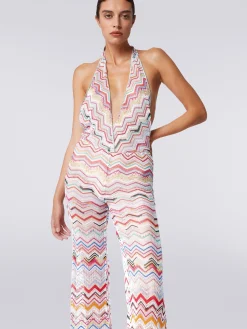 Crochet jumpsuit with V neckline