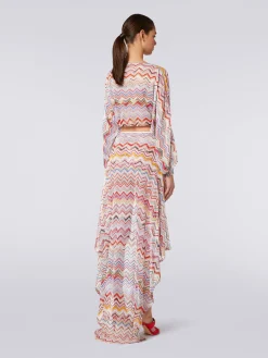 Crochet long-sleeved top with lurex