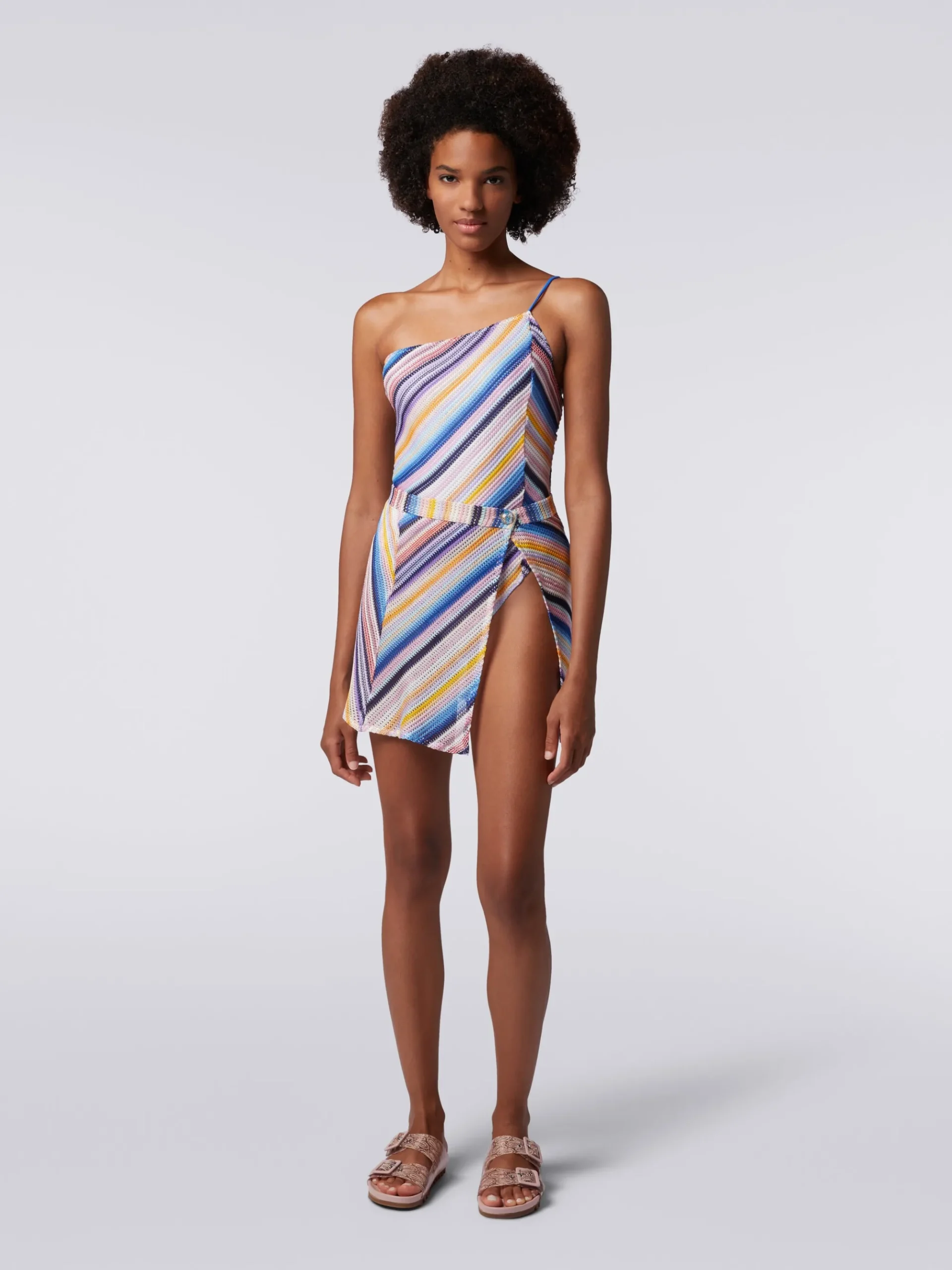 Crochet wrap-around miniskirt