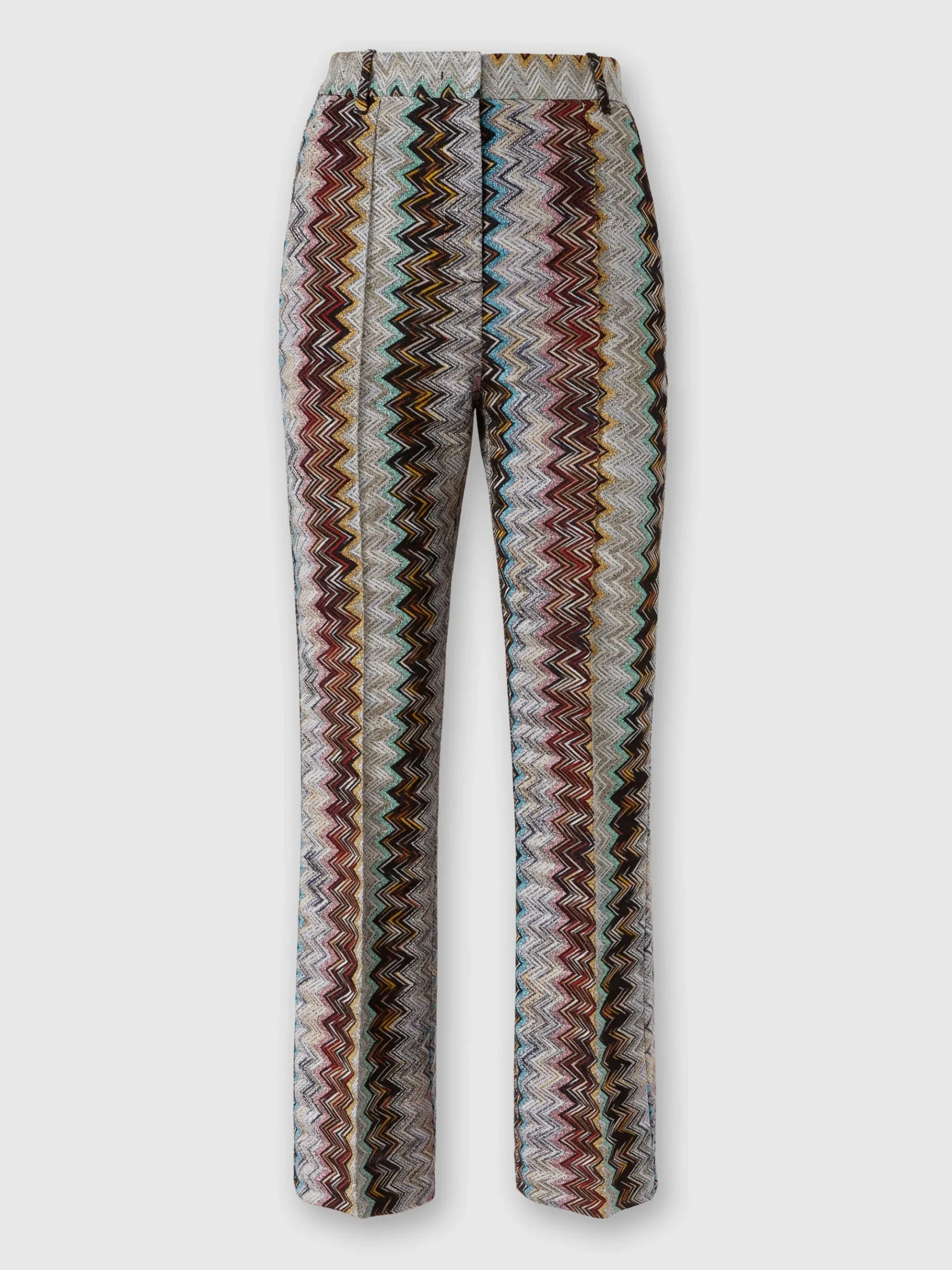 Cropped trousers with lamé slub zigzag motif