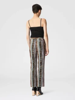 Cropped trousers with lamé slub zigzag motif
