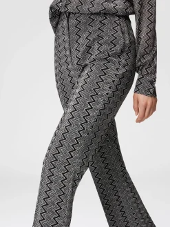 Cropped trousers with zig zag lamé motif