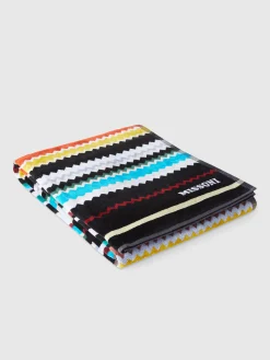 Curt 100x180 cm beach towel in zigzag cotton terry cloth