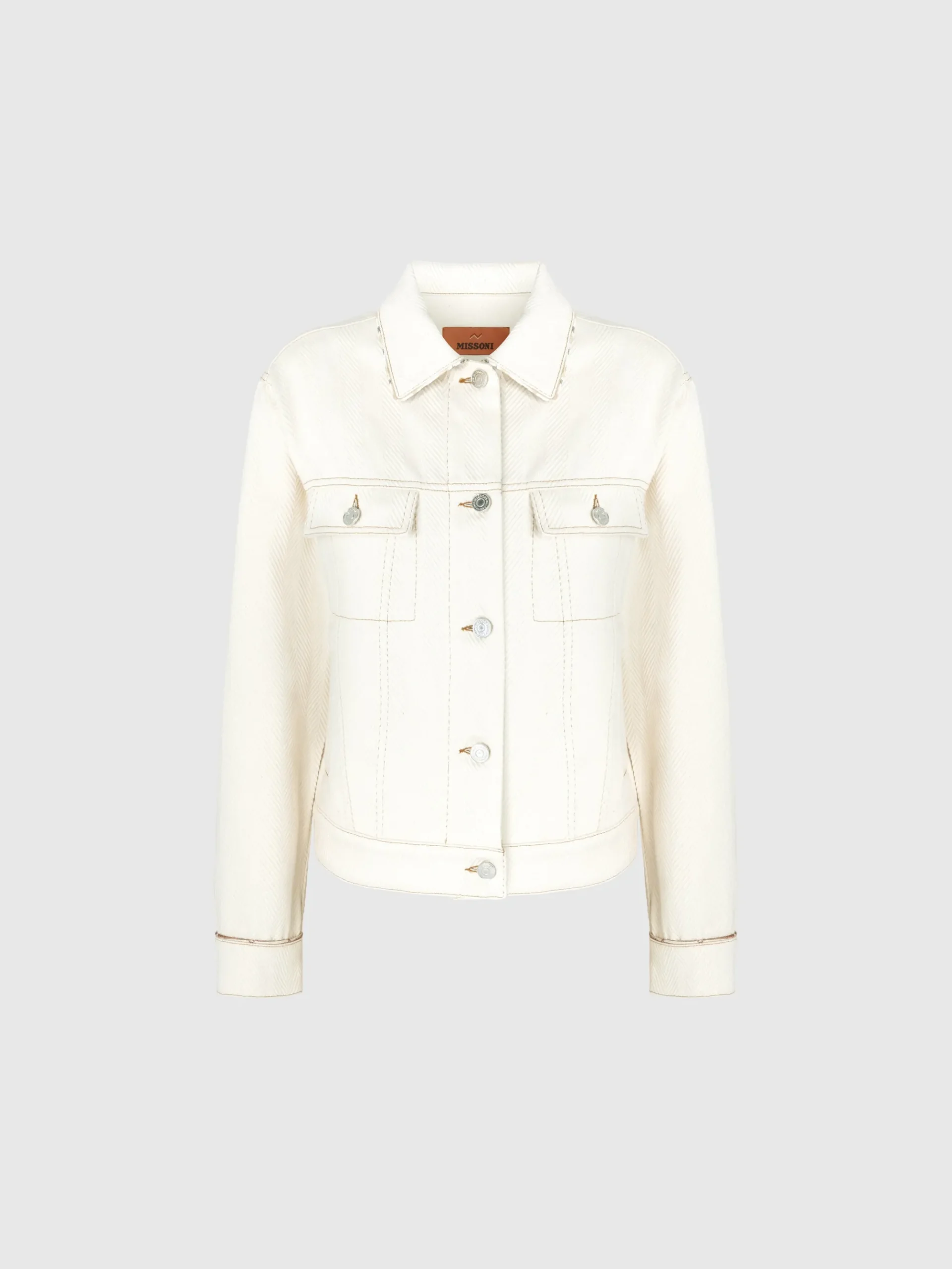 Denim jacket with zigzag greek inserts