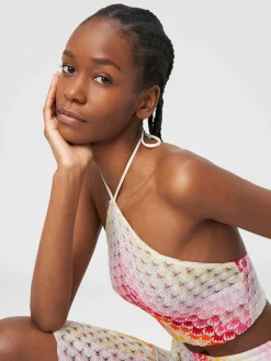 Dégradé lace-effect top with American neckline