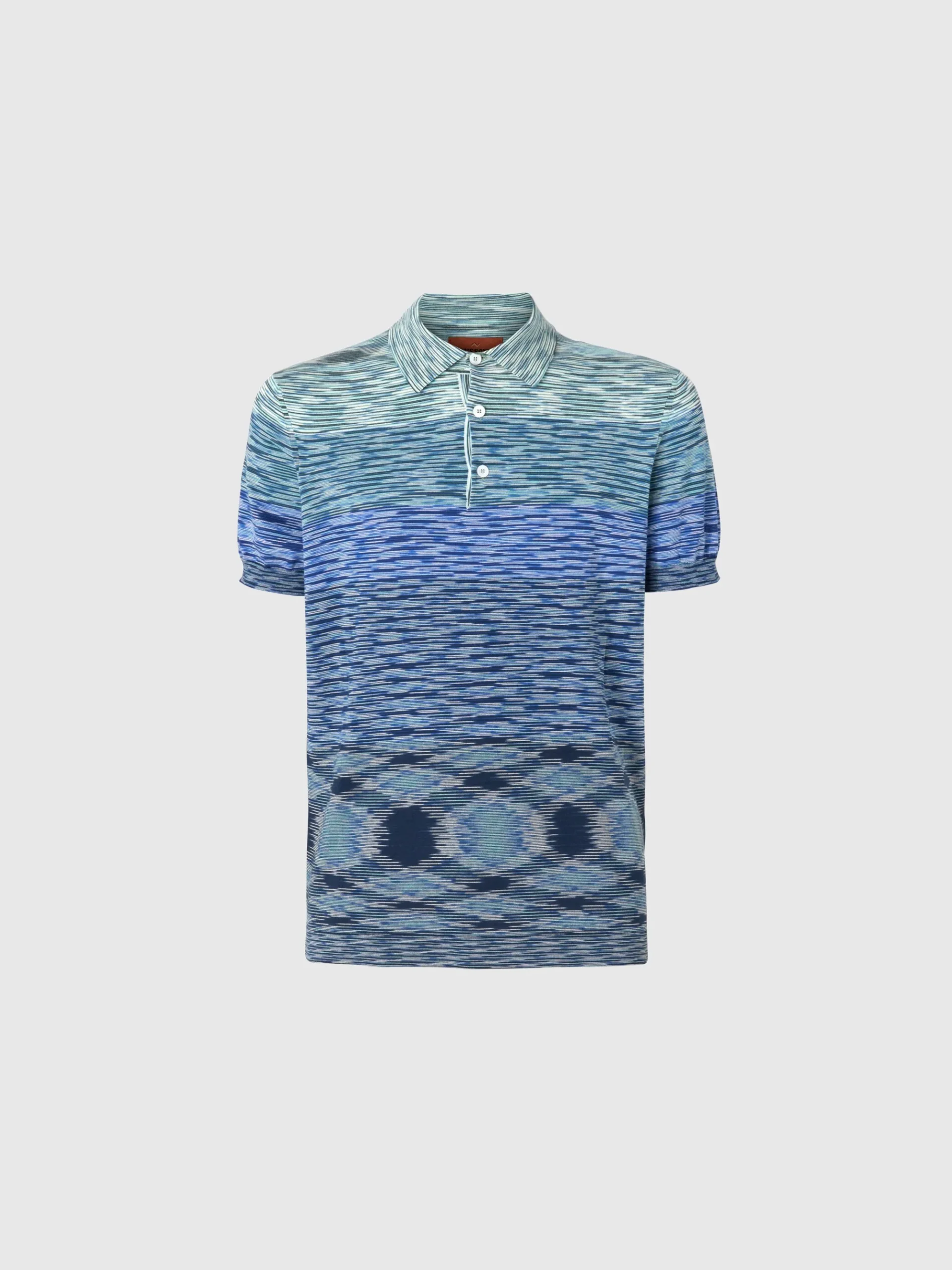 Dégradé slub cotton knit polo shirt