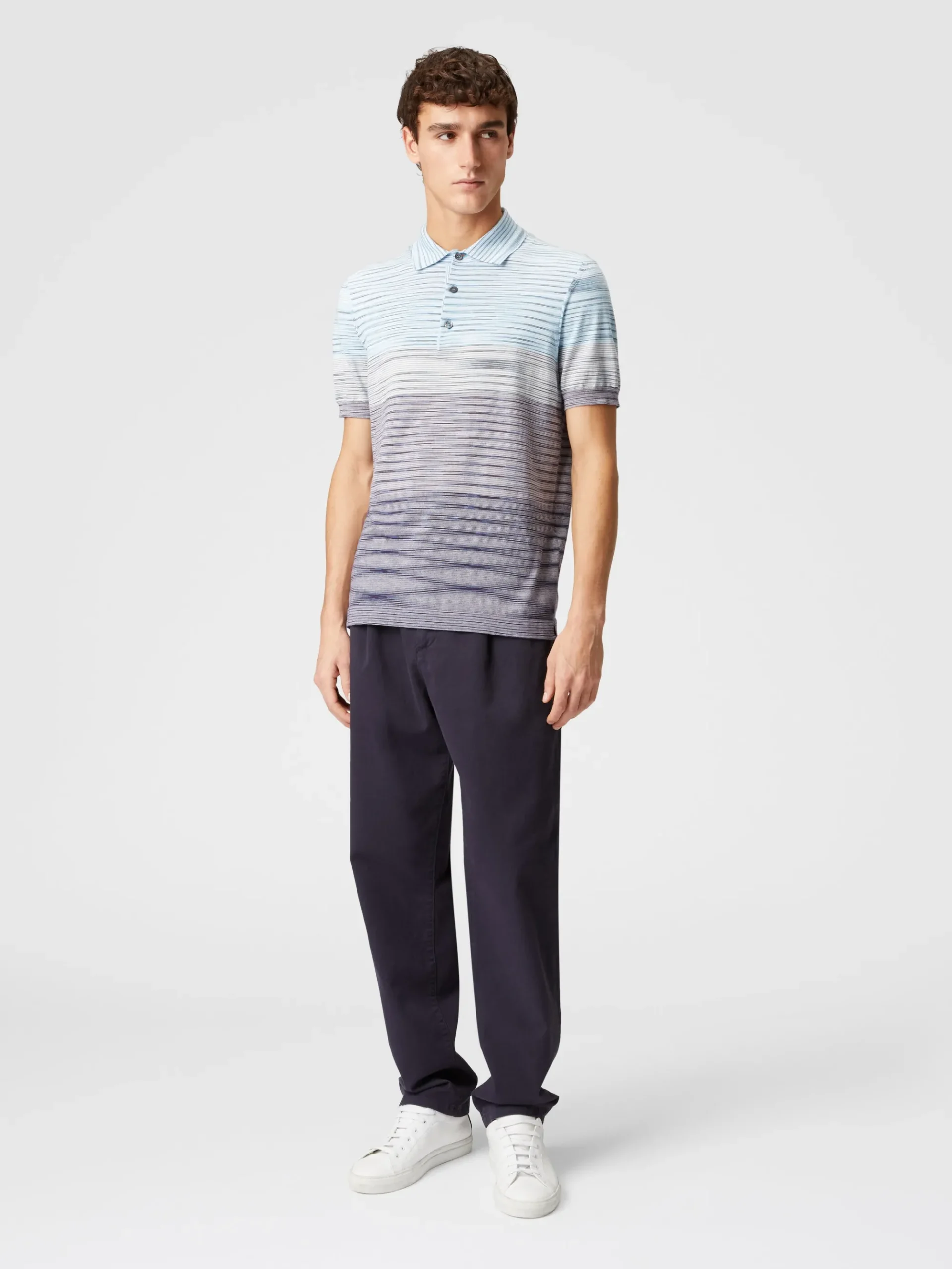 Dégradé slub cotton polo shirt