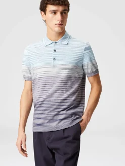 Dégradé slub cotton polo shirt