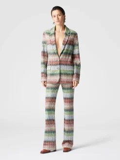 Dégradé zig zag knit blazer with sequins