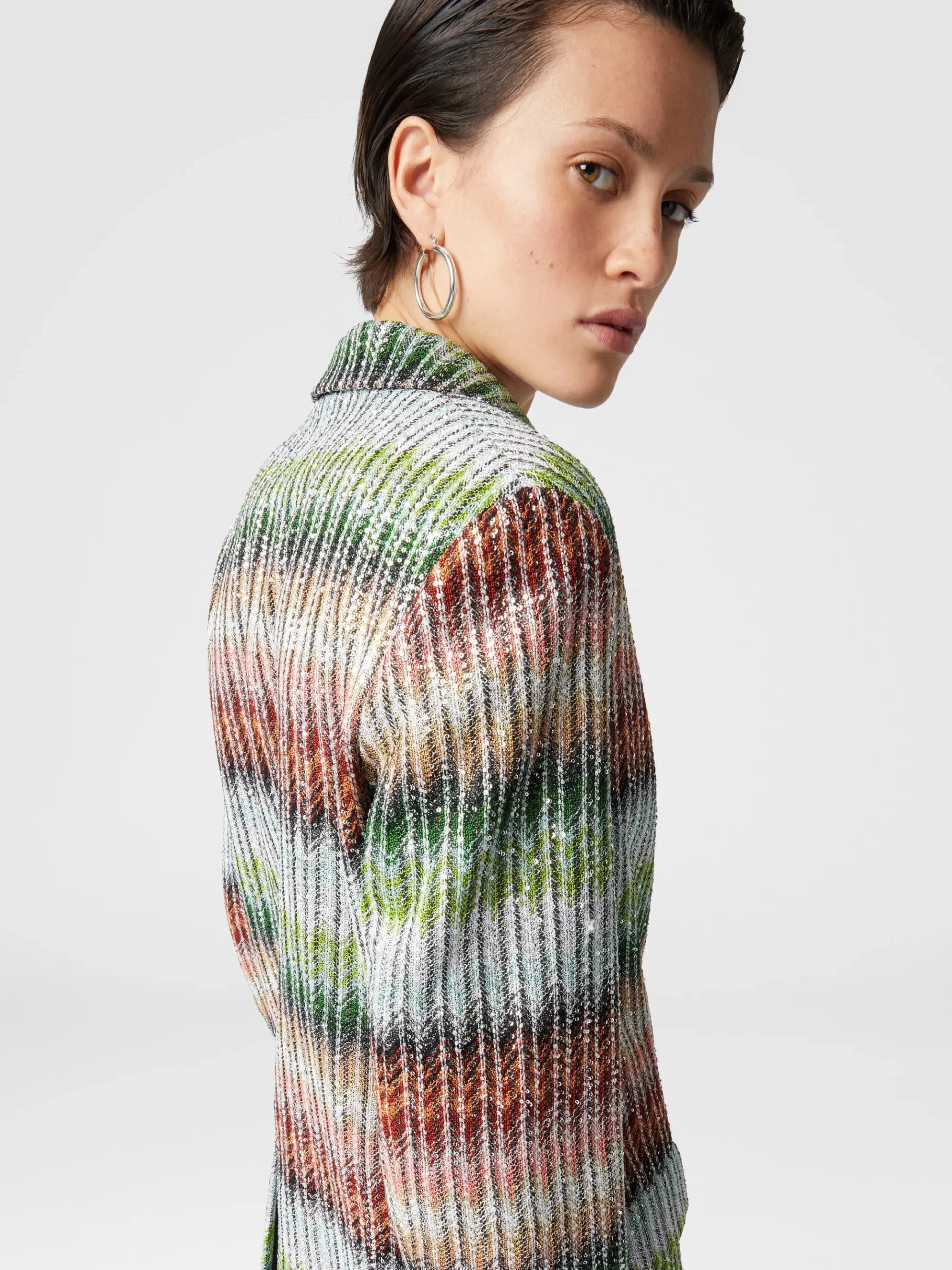Dégradé zig zag knit blazer with sequins
