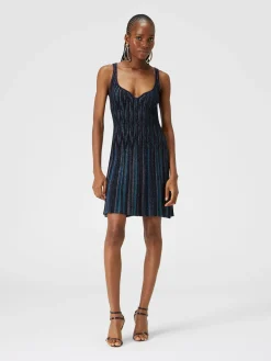 Diamond lamé mini-dress with sweetheart neckline