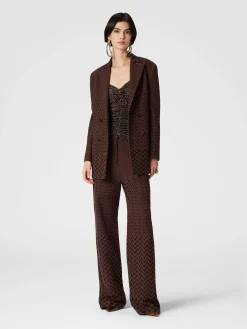 Double-breasted zigzag cotton and viscose blazer