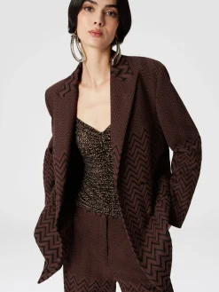 Double-breasted zigzag cotton and viscose blazer