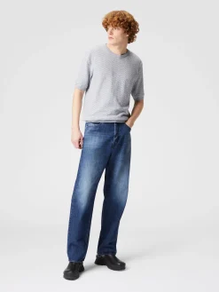 Five denim pockets with Venezia knit insert