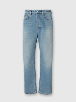 Five denim pockets with zigzag embroidery