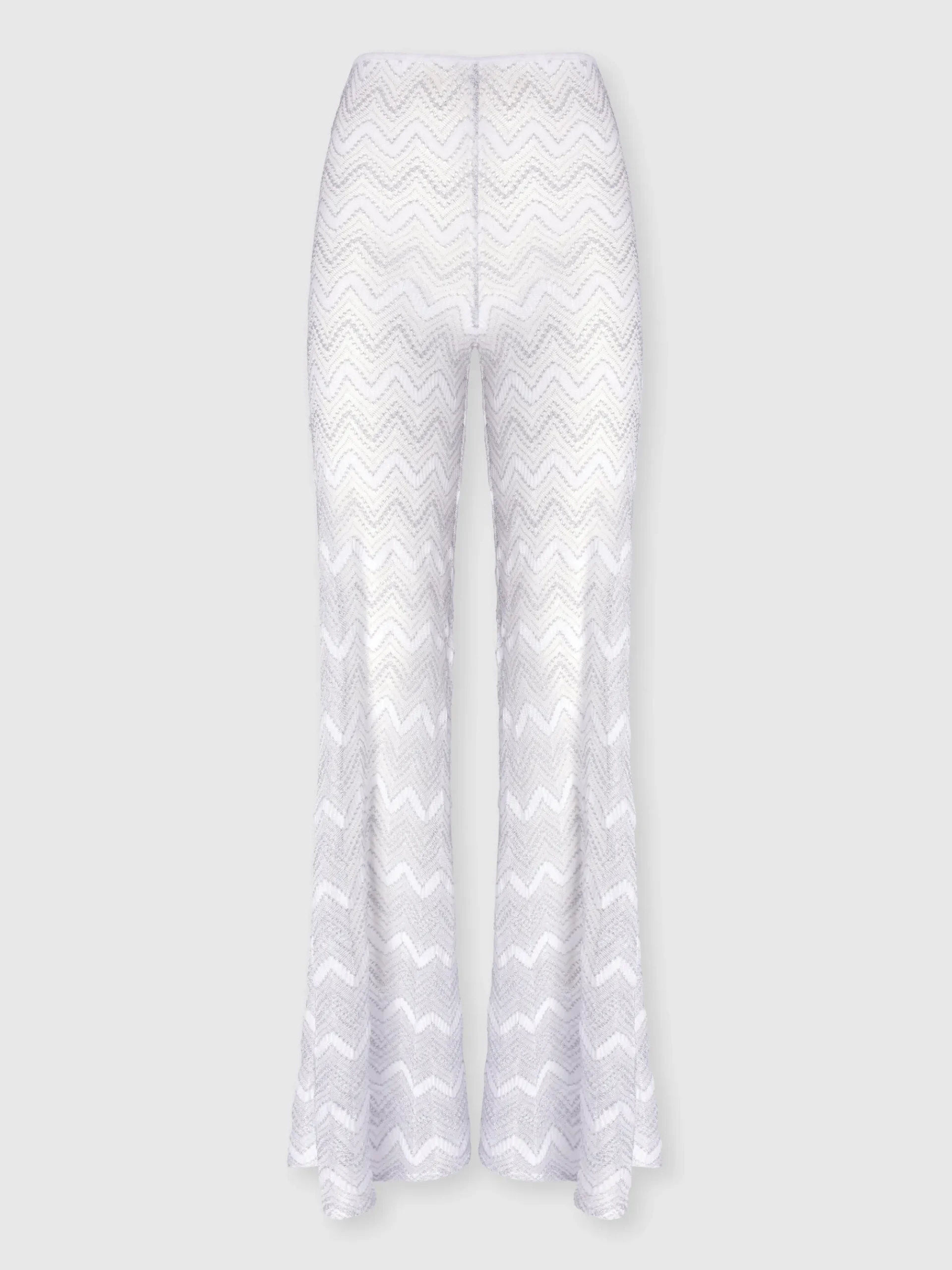 Flare cover-up trousers in zig zag lamé viscose