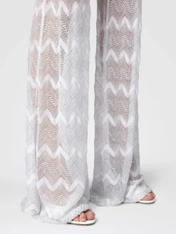 Flare cover-up trousers in zig zag lamé viscose