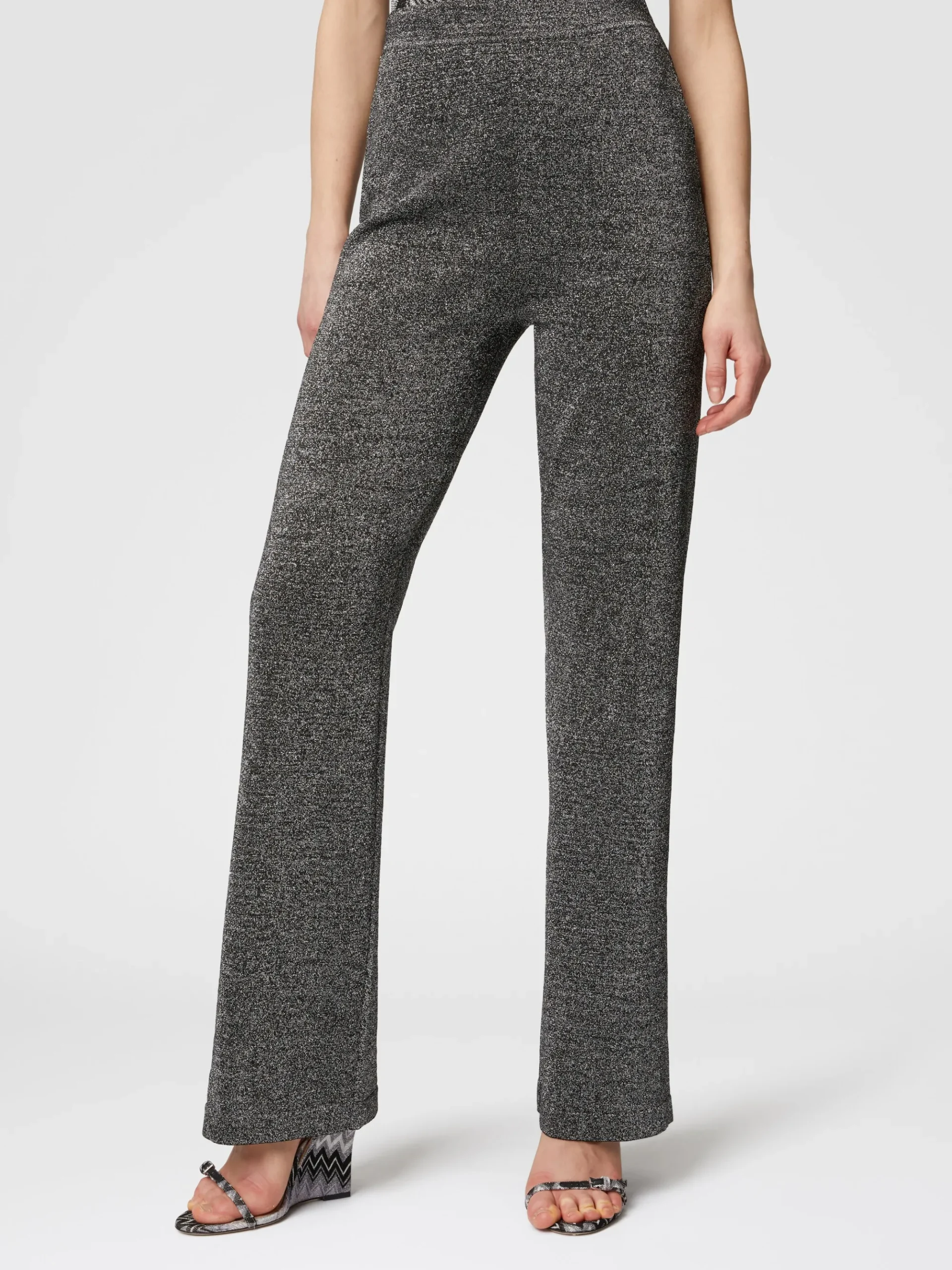 Flare trousers in glitter-effect viscose
