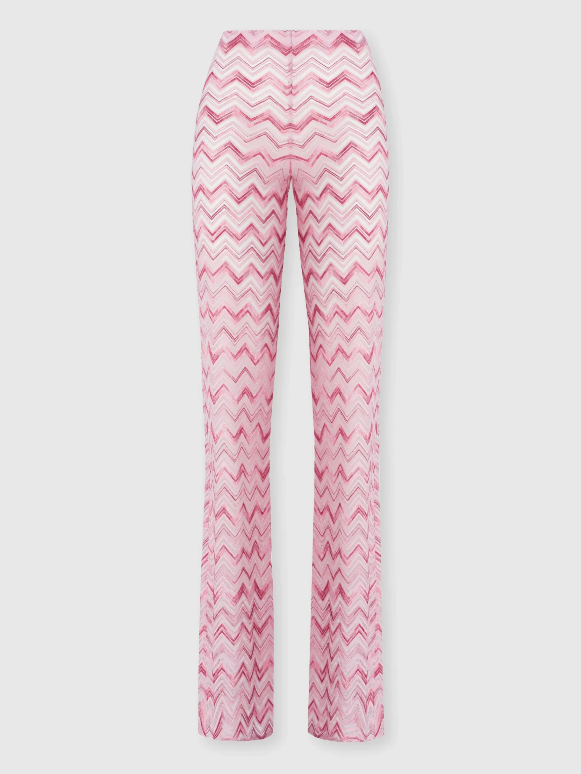 Flare trousers in slub zigzag viscose blend